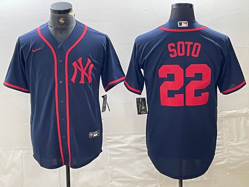 Men New York Yankees #22 Soto Blue Third generation joint name Nike 2024 MLB Jersey style 1